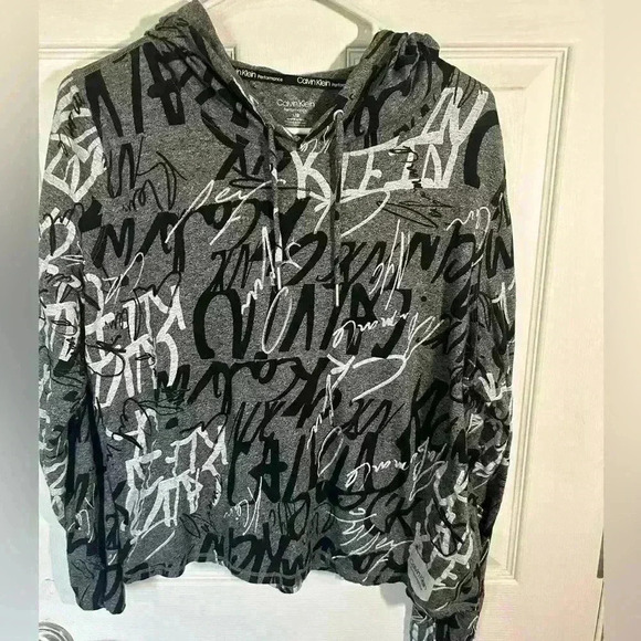Calvin Klein Performance Tops - Calvin Klein Performance slightly cropped hoodie. Size Large gray, black, white